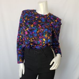 Vintage Zip Back Multicolored Blouse